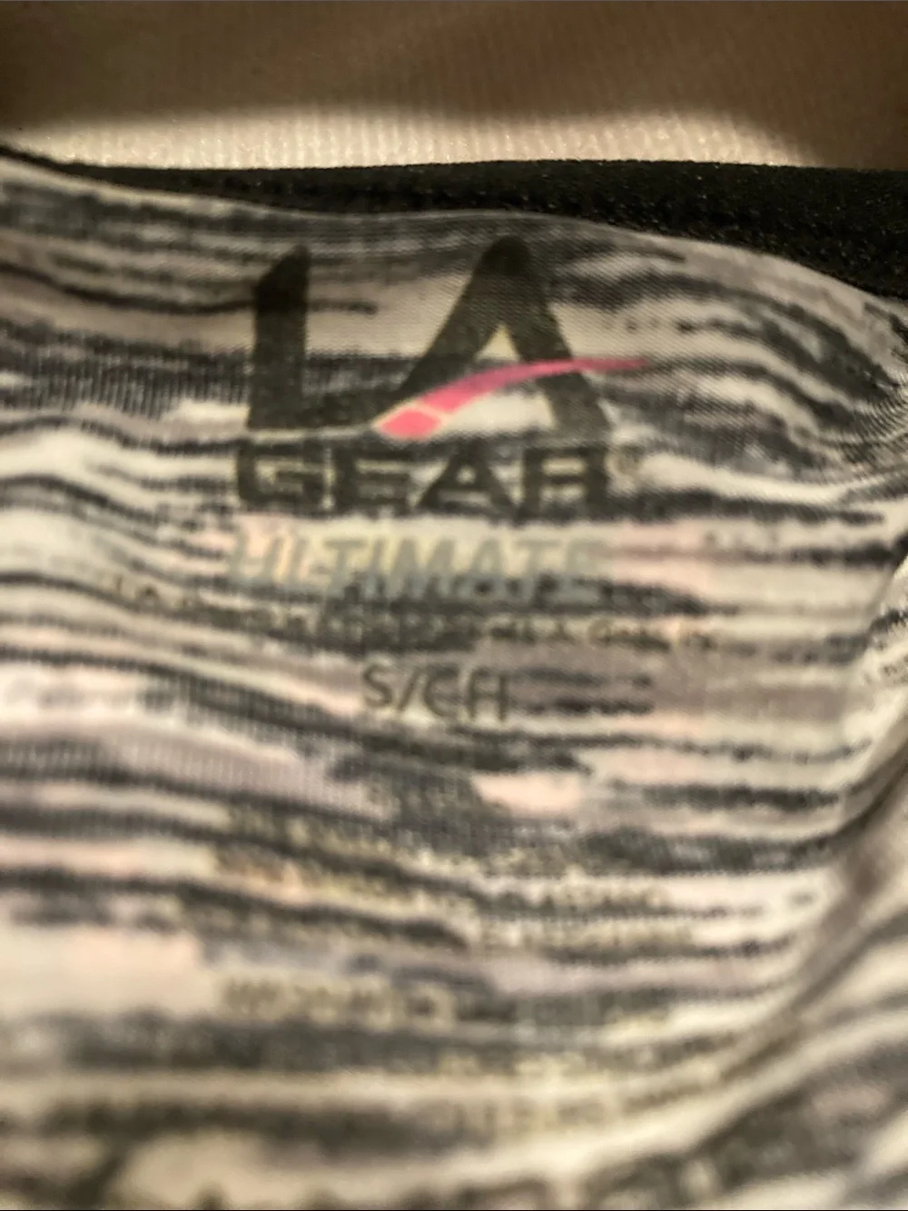 L.A. Gear Black and Gray Striated Sports Bra with Thin Straps